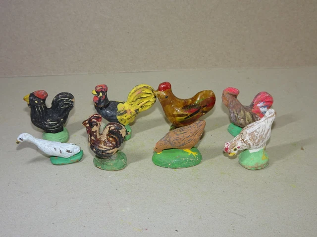 Lot 10 Santons De Provence La Basse-Cour Fermière Animaux Personnage Crèche Noël
