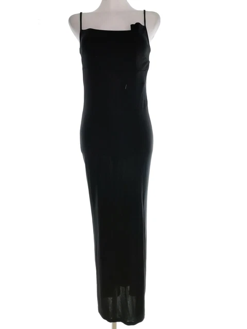 Morgan T. 34/36 Noir Robe de bal de soirée Sans manches Poches Viscose Col Carré