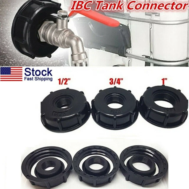 IBC TOTE TANK Valve Drain Adapter Garden Hose Water Connector 1/2" 3/4