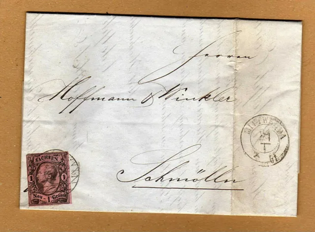 Brief Sachsen 1861 Stempel Mittweida 1 Neu Groschen Briefmarke