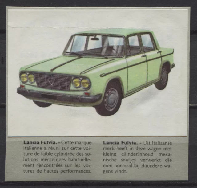 Lancia Fulvia Vintage 1960s Dutch Trading Card Jacques Chocolade