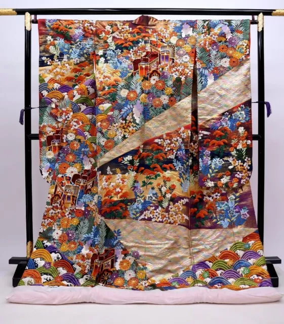 Japanese kimono Silk, UCHIKAKE, Wedding Robe, All Embroidery, RARE,L6'..3467