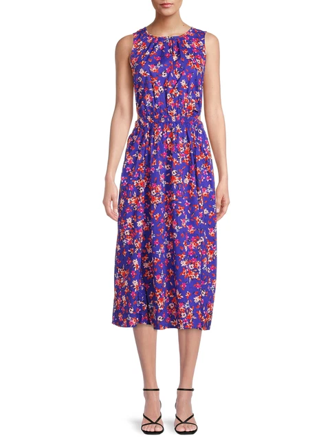 Beach Lunch Lounge Women’s Sleeveless Yves Floral Blue Maxi Dress w Side Cutout