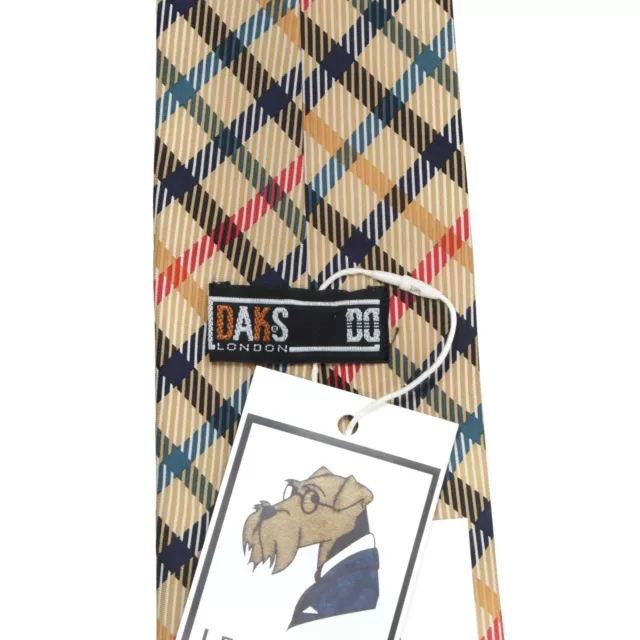 DAKS LONDON Krawatte Tie 100% Seide Silk Made in France House Check Plaid Classi 3