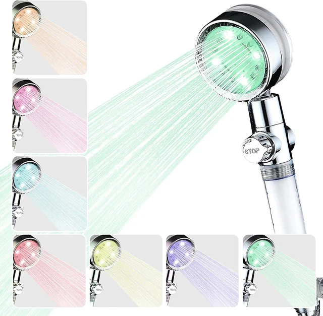 Soffione Doccia a LED, 7 Colori Cambia Colore Automatico Telefono Doccia, Soffio