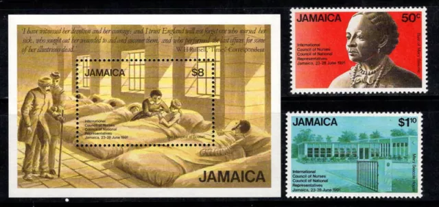 Jamaica 1991 Mi. Bl. 33, 762-763 SS 100% MNH nurses, $8