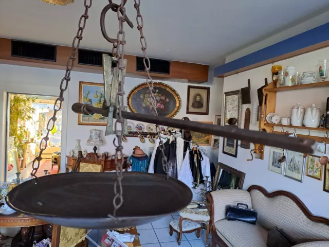 antike Krämerwaage-Balkenwaage-Hängewaage Messing-Blech