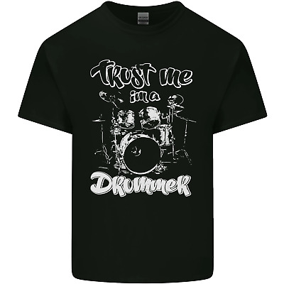 T-shirt top da uomo in cotone Trust Me Im a Drummer divertente batteria