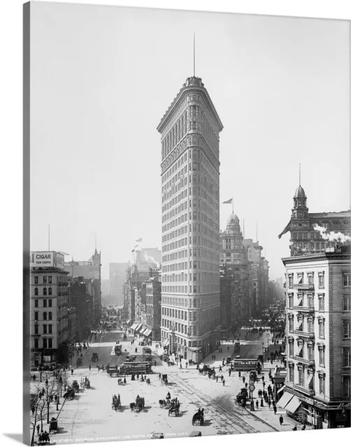 Vintage photograph of Flatiron Building, Canvas Wall Art Print, New York City