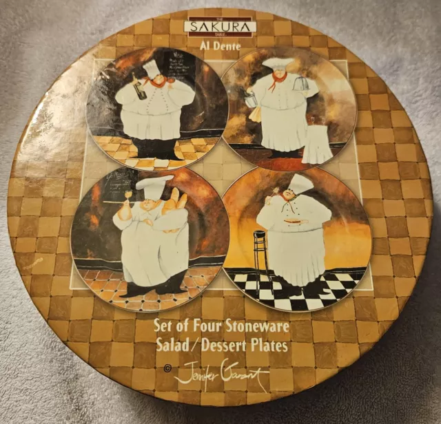 VTG NEW SAKURA 'al Dente' FOUR  8 1/4 INCH SALAD/DESSERT PLATES BY JENNIFER GAR