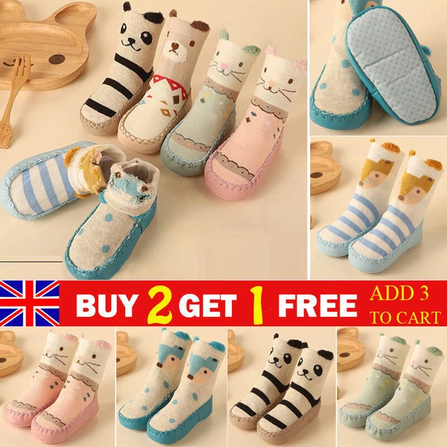 Kids Baby Boys Girls Toddler Anti-slip Slippers Socks Cotton Shoes Warm Winter