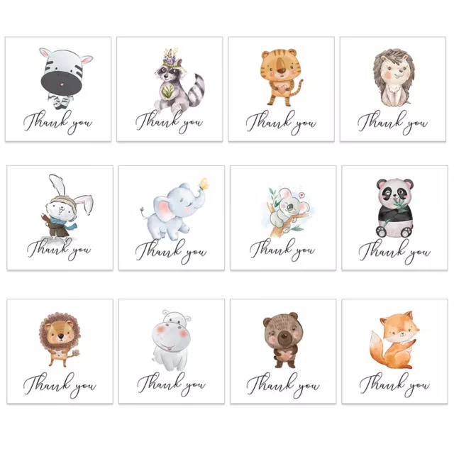 Pack 12 24 Multipack Animal Thank you Greeting Cards 145 x 150mm With Envelope