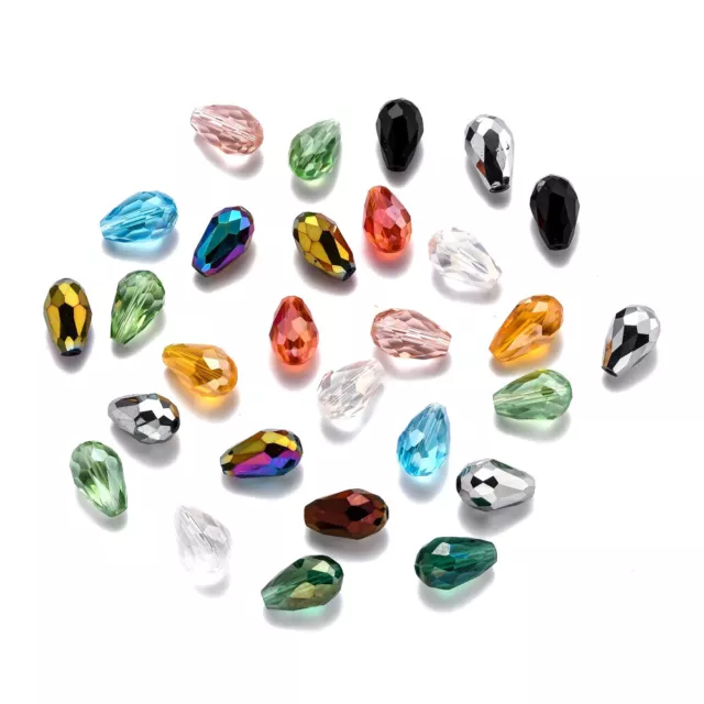 500pcs 8x6mm Faceted Glass Teardrop Beads Mini Crystal Loose Spacer Craft Beads