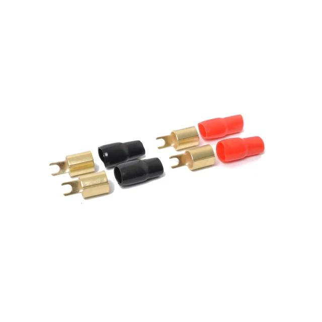 4-Pack Premium 8 Gauge Gold Barrier Spade Terminals - For Amplifier & Car Audio Wiring