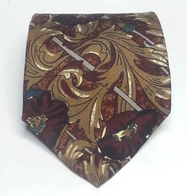 GANT Men Dress Silk Tie 4" wide 60" long paisley brown print Made in USA