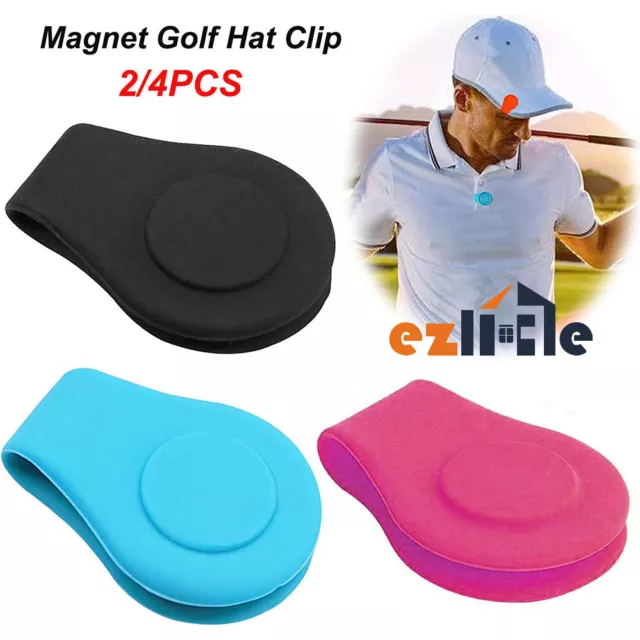 2/4Pcs with Strong Magnetic Golf Hat Clip DIY Cap Silicone Ball Marker Holder