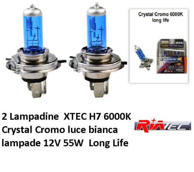 2 LAMPADINE ALOGENE XTEC H7 6000K Crystal Cromo luce bianca