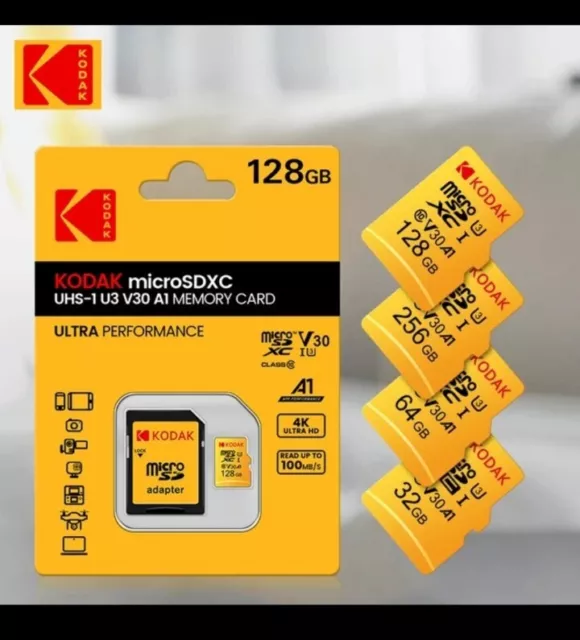 Kodak 128gb Micro SDXC Card U3 V30 A1 SD CARD CLASS 10 UK NOT 32GB 64gb TF