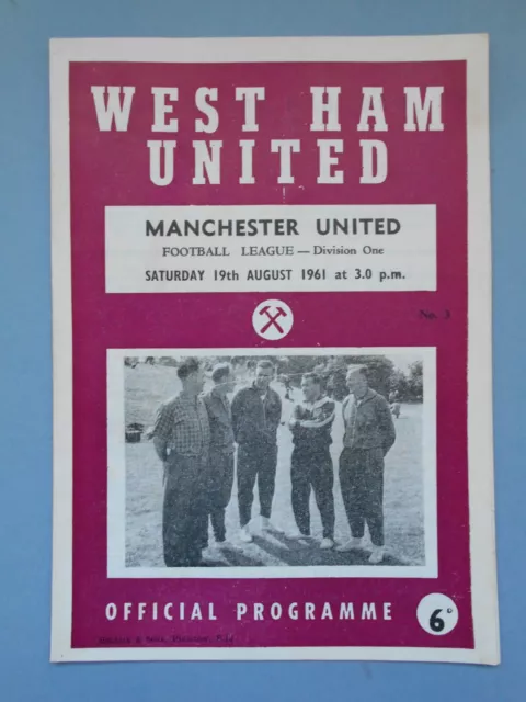 West Ham Manchester United 1961/62 League Division One mint condition