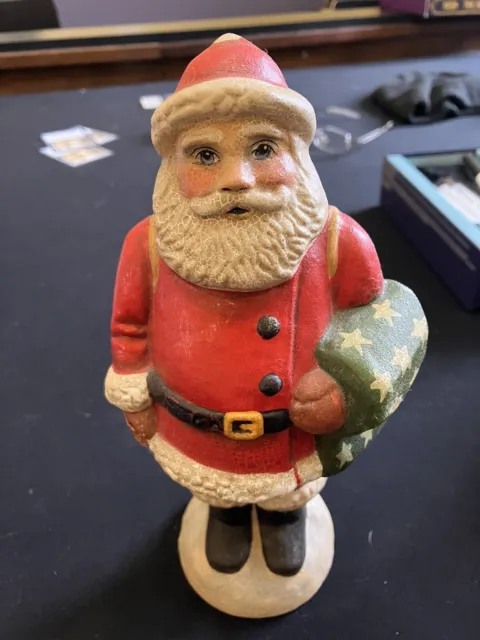 Vaillancourt Folk Art Chalkware Santa with Stars Flag. #506 (1999)