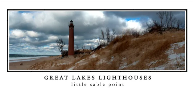 Poster Panorama Great Lakes Lighthouse Little Sable Point Fine Art Print Photo