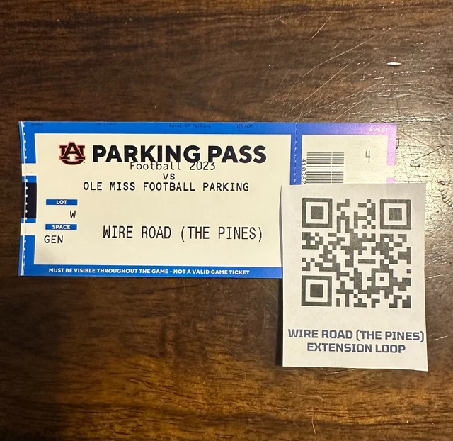Auburn Football Parking Pass 10/21/23 (Auburn vs Ole Miss)