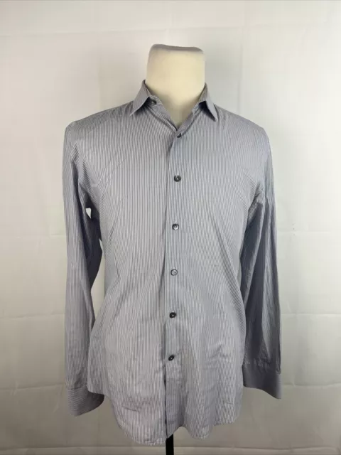 Lanvin Men's Gray Striped Dress Shirt 16 - 41 $595