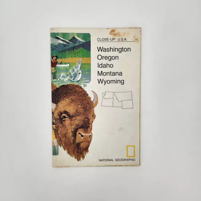 Natl. Geographic CLOSE UP USA MAP Washington Oregon Idaho Montana Wyoming 1973