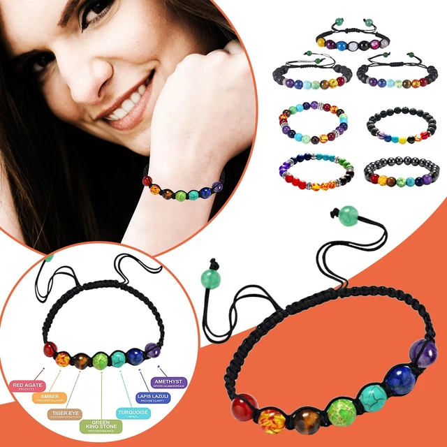 Billige Armbänder Sieben Armband für Männer Frauen bunte Rock Perlen elastisches