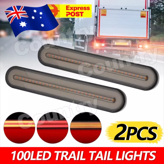 2Pcs Tail Lights Halo Neon LED Trailer Truck Flowing Turn Signal Rear Stop Brake