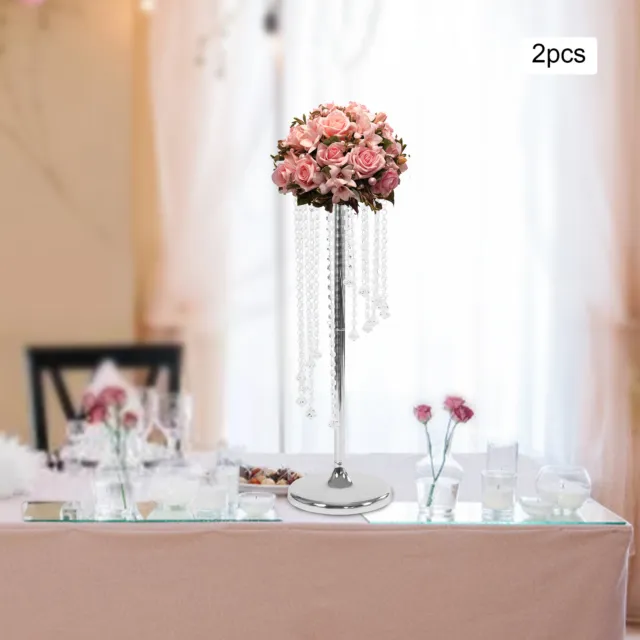 2 piezas Columna de arte Jarrones de plata Soporte Soporte para flores Estante para flores Decoración de bodas