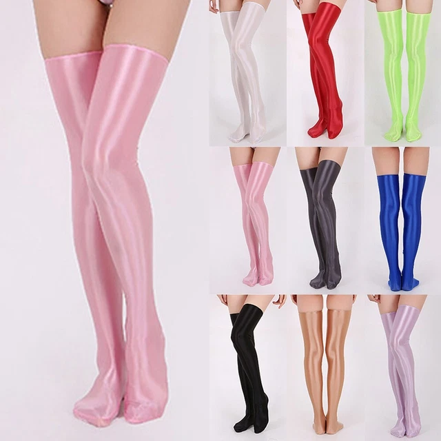 Abito scarpe calza pantaloni sottili ️ elasticità donna lucido olio sexy trasparente