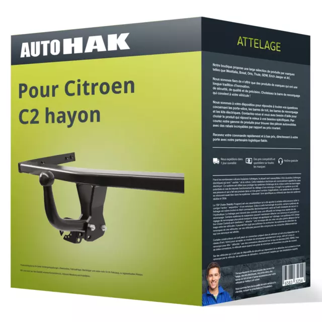 Attelage pour Citroen C2 hayon 09.2003 - 09.2005 démontable avec outil Auto Hak