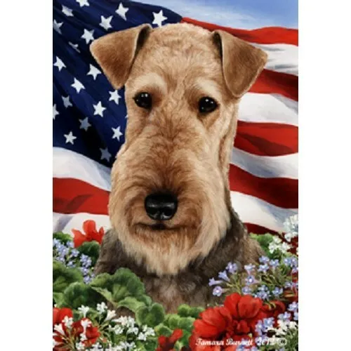 Patriotic (1) House Flag - Airedale Terrier 16027