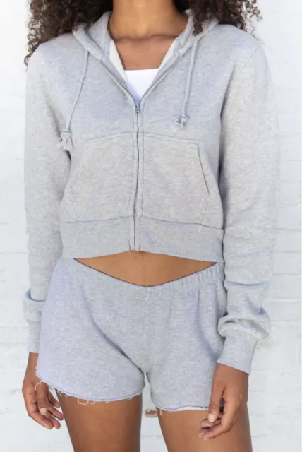 White zip up hoodie brandy melville sale