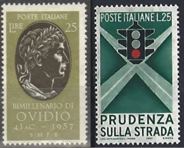 Repubblica italiana 1957 809+815 Ovidio+educazione stradale 2 val.mnh**