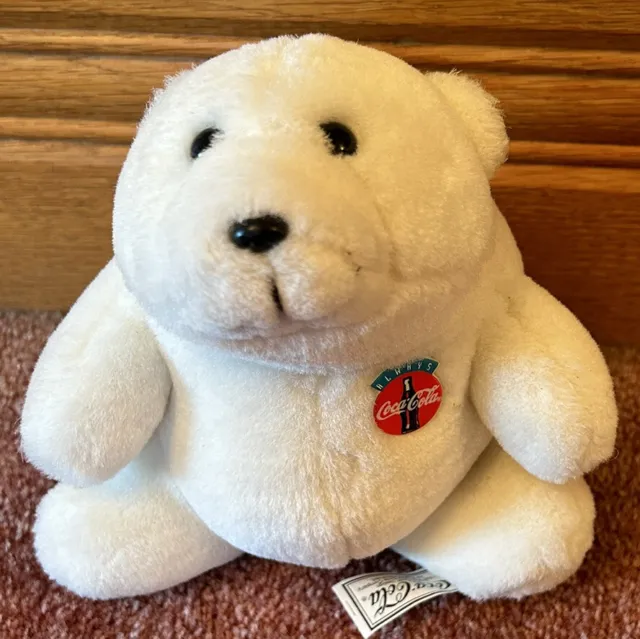 Vintage 1993 Coca-Cola Polar Bear Stuffed Plush Animal Toy 7" Sitting