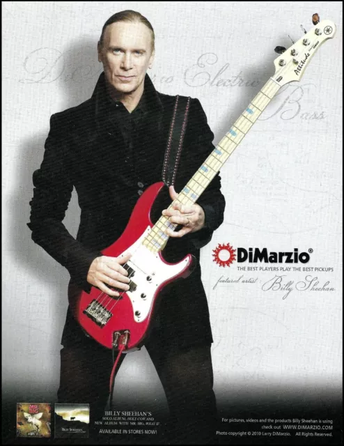 Billy Sheehan DiMarzio pickups on Yahama guitar advertisement 2010 ad print