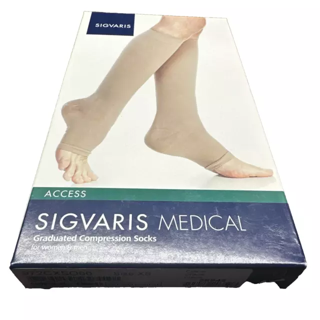 SIGVARIS CRISPA GRADUATED Compression Socks XS Open Toe Knee High 20-30 ...