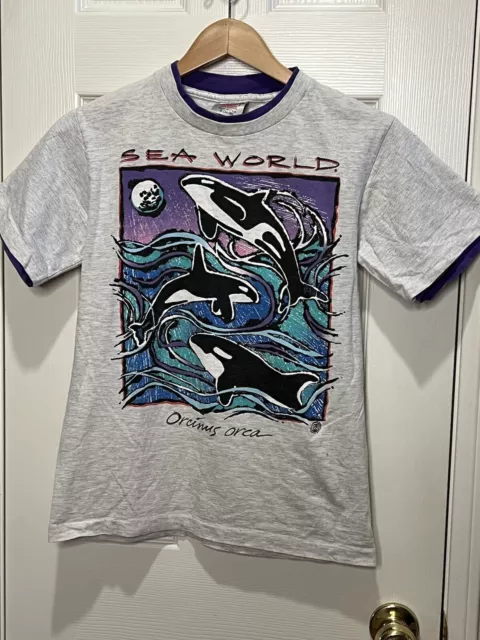 Vintage Sea World Orca Killer Whale Single Stitch  T Shirt Size Small