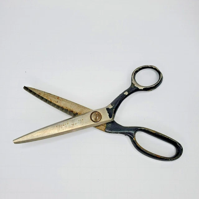 Vtg Deluxe Kleencut Pinking Shears Sewing Dressmakers 7.5" Scissors - USA - Work