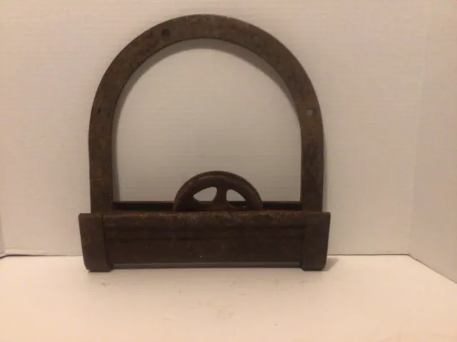 Antique horseshoe style barn door slide roller hinge