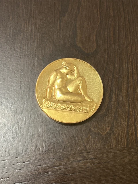 GREEK Mediterranee 24kt Gold Plated Medal Franklin World Great Sculpture 1982 NM