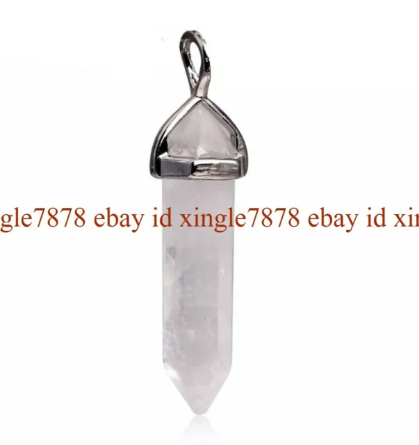 Crystal Gemstone Necklace Pendant Natural Chakra Stone Energy Healing with Chain 12