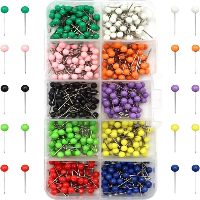 600 PCS 10 Colors. Map Tacks Round Head Marking Pins Bulletin Boards  Office