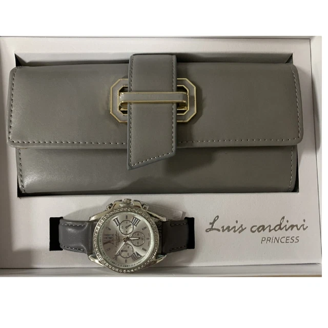 Luis Cardini Princess Steel-Grey Wallet Set with Watch