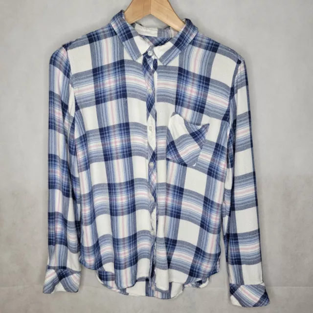 Rails Hunter Plaid Shirt White Pacific Rose Button-up Lightweight Flannel M