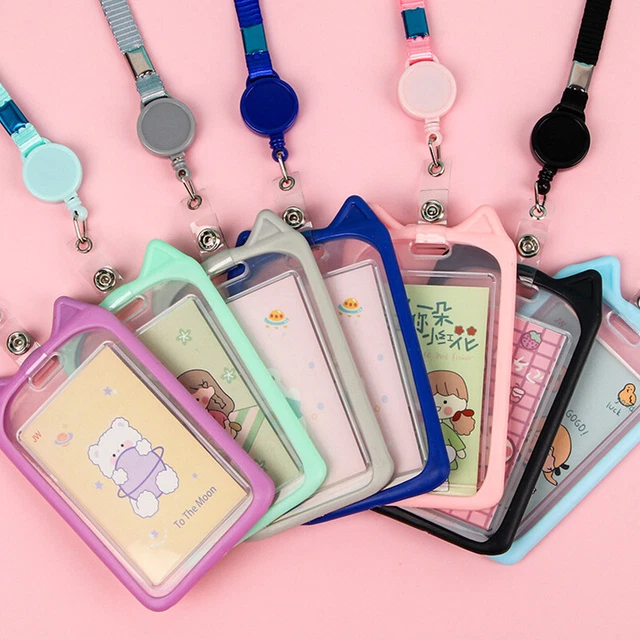 RETRACTABLE LANYARDS ID Badge Card Holder Bus Pass Case Cover Strap