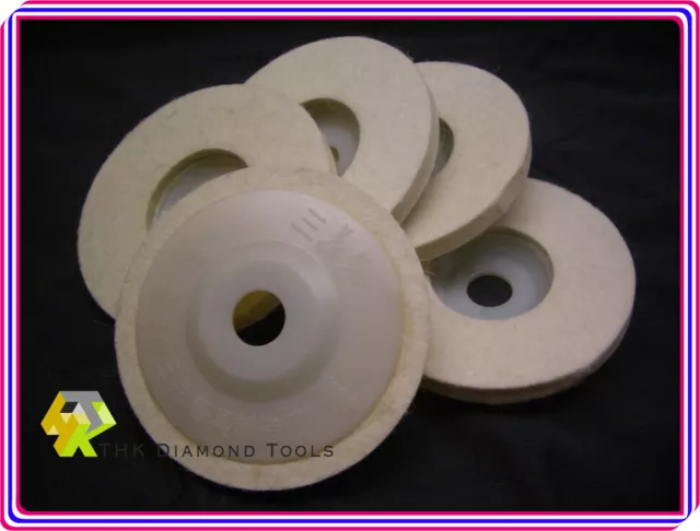 5 pieces 4" inch Round Polishing wheel Felt wool buffing polishers pad buffer 2