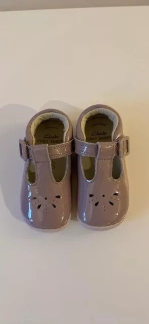 Clarks Girls First Shoes Size 4.5F Roamer Star Pastel Pink Crawler Prewalker